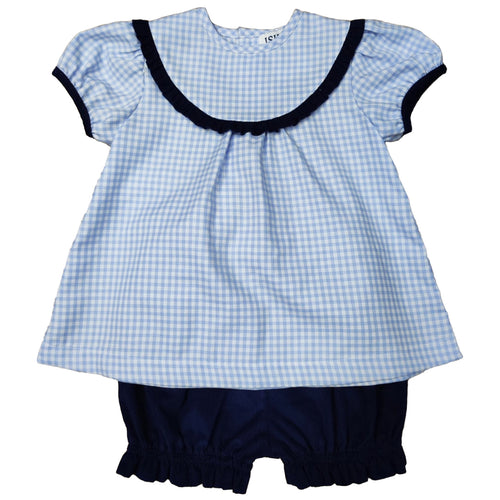 Ishtex Blue Plaid Girl Bloomer Set