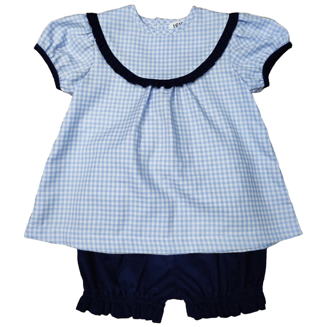 Ishtex Blue Plaid Girl Bloomer Set