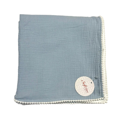 Swaddle Baby Blanket w/ Pom Edge