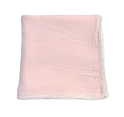 Swaddle Baby Blanket w/ Pom Edge