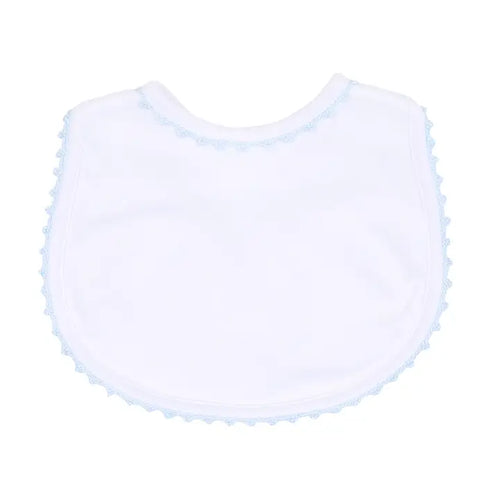 MB Baby Joy Blue Crochet Trim Bib