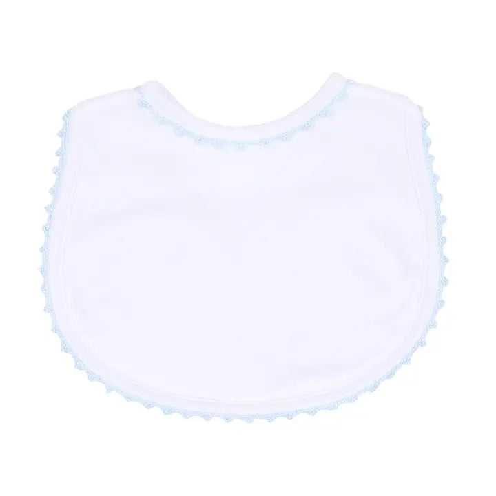 MB Baby Joy Blue Crochet Trim Bib