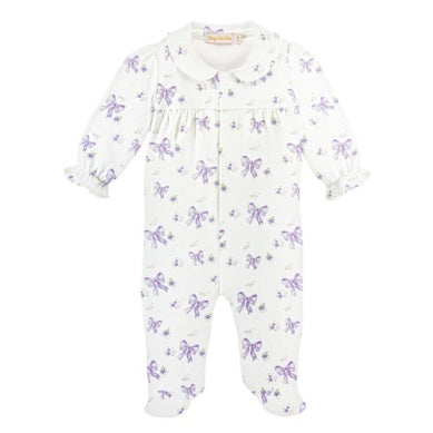 BCC Lavender Bows Printed Footie w/ Round Collar