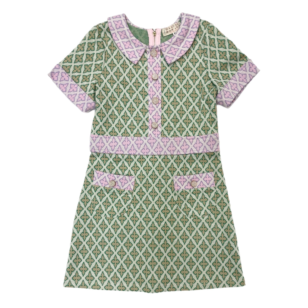 Hannah Banana Green Geometric Mod Dress