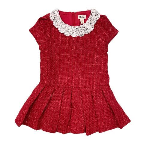 Hatley Sparkle Boucle Pleated Lace Collar Dress
