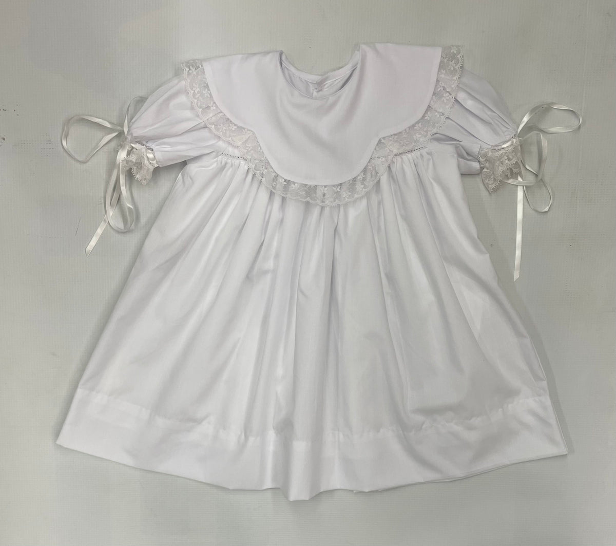 P & R Grace Dress w/ Round Yoke-White
