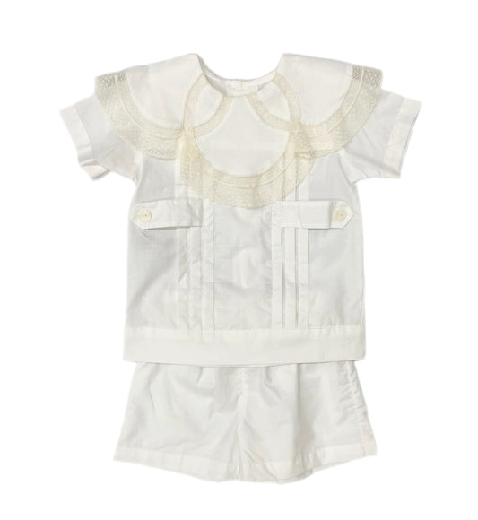 P&R Charlie Vintage White Short Set w/ Ecru Lace