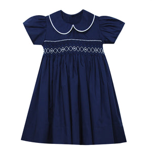 RN Juliette Navy Smocked Dress
