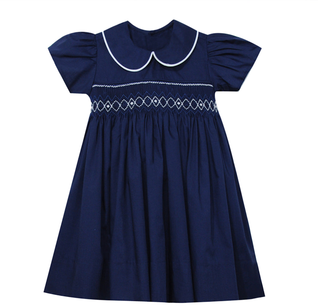 RN Juliette Navy Smocked Dress
