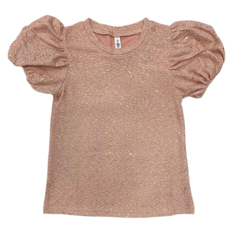 ML Kids Bubble Sleeve Foil Flake Top-Peach