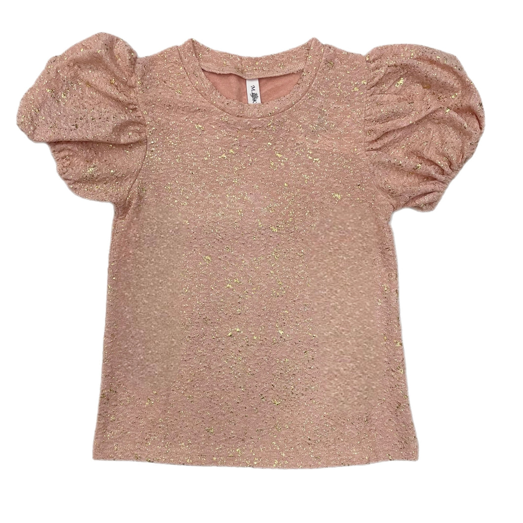 ML Kids Bubble Sleeve Foil Flake Top-Peach