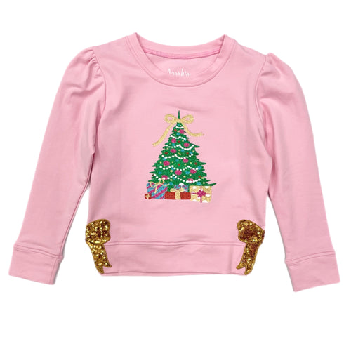 Azarhia Glitter Christmas Tree L/S Shirt-Pink