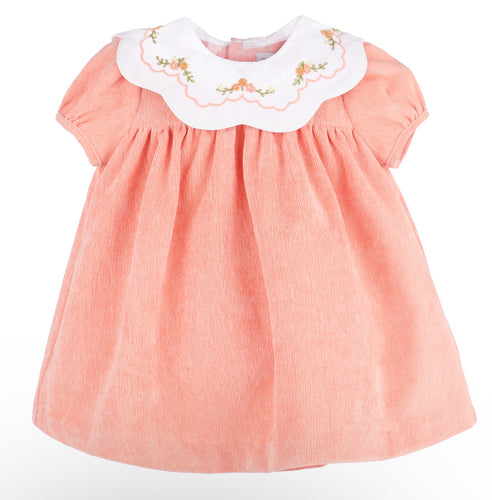 Sophie & Lucas Pumpkin Cord Scallop Dress-Orange
