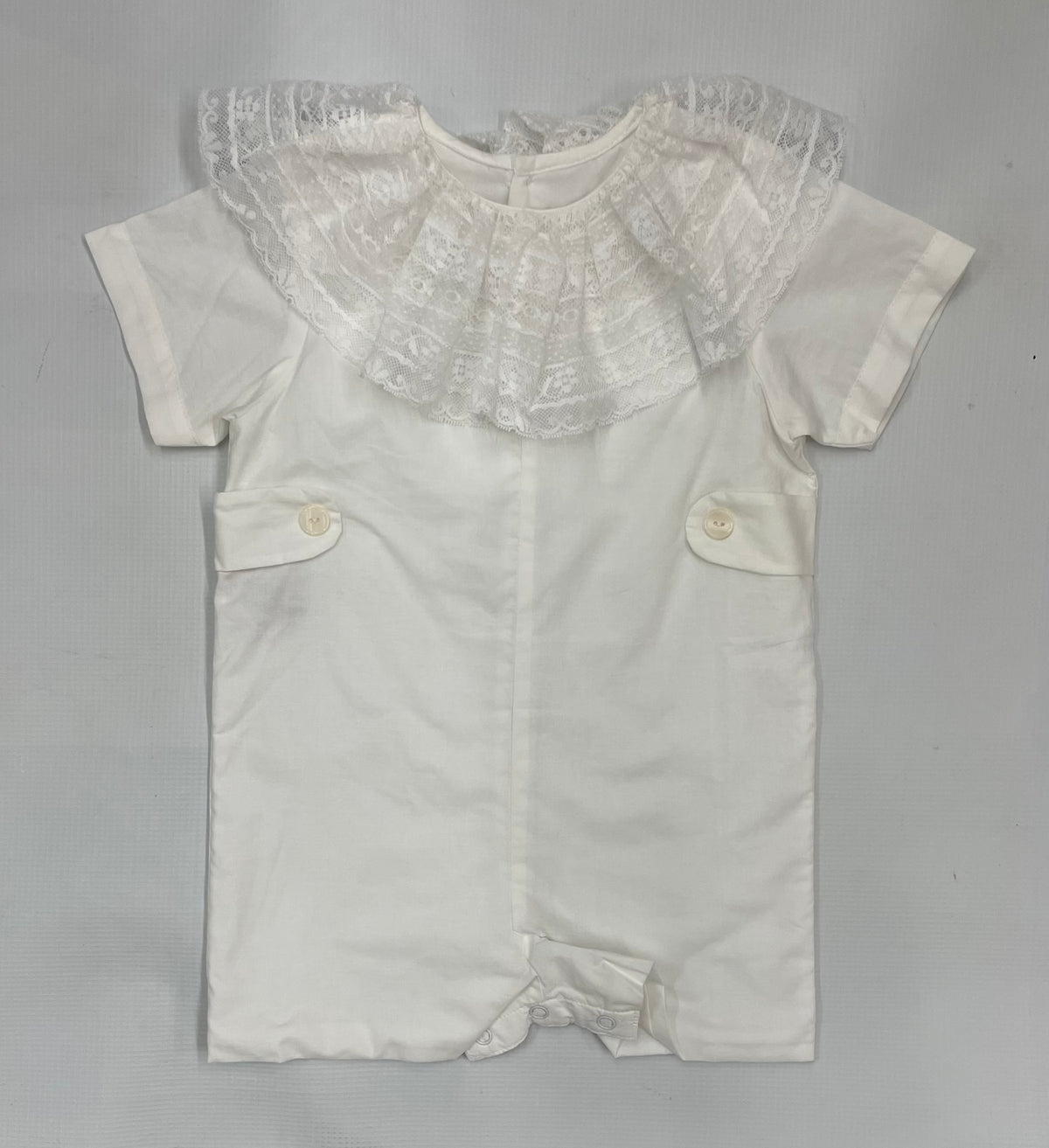 P & R Brooks Lace Collar Romper-White