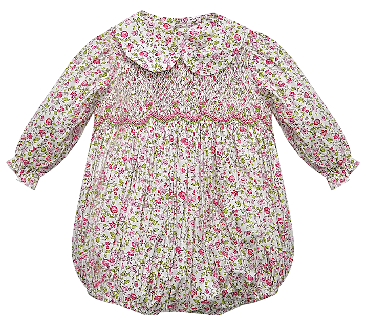 RN Fuschia Pink Flower Smocked Cate Bubble