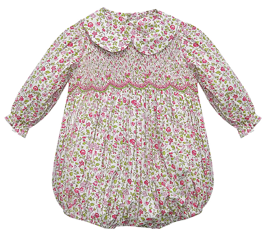 RN Fuschia Pink Flower Smocked Cate Bubble