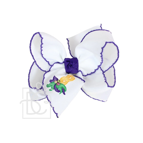 BC Mardi Gras Mask Embroidered Bow