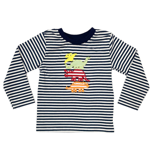 Be Mine Navy Stripes Dino Shirt