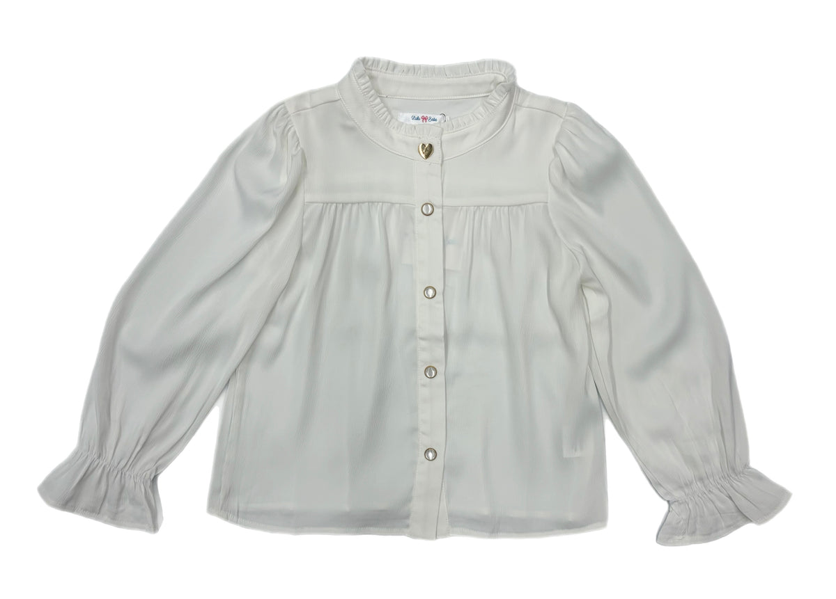 Lulu Bebe L/S White Blouse w/ Gold Buttons