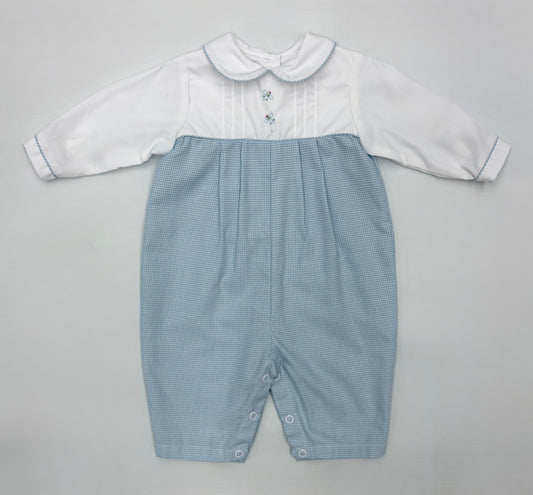 Petit Ami Plane Hand Embroidered Gingham Longall