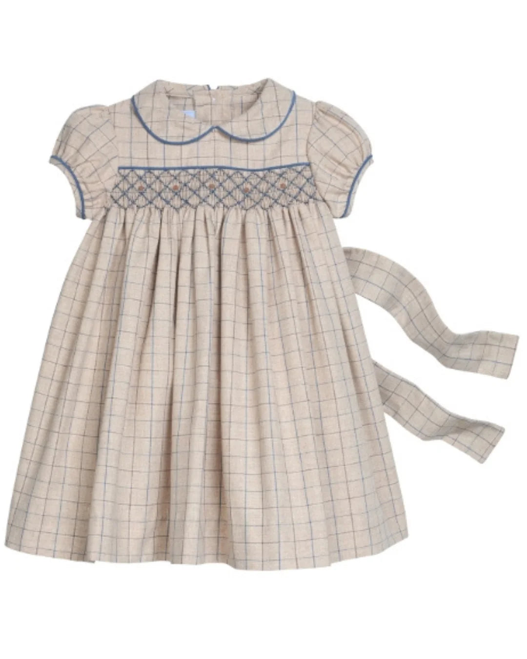 Smocked Natalie Dress- Durham Windowpane