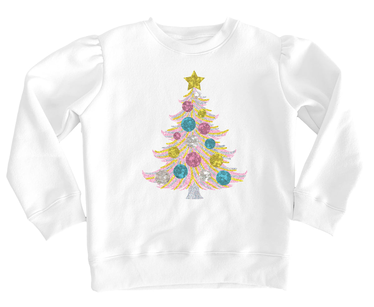 Azarhia Sequin Christmas Tree Holly L/S Shirt-White