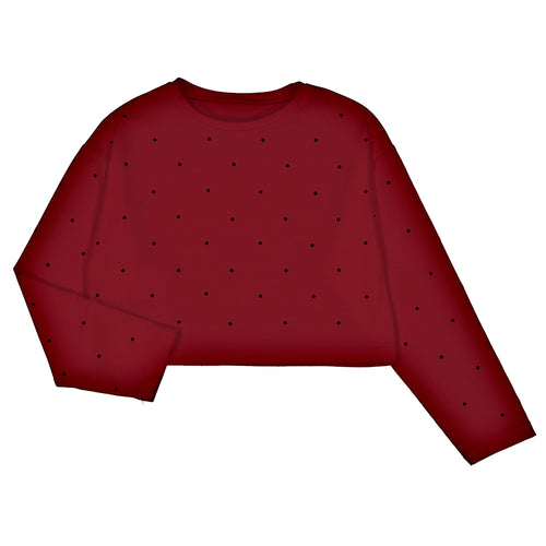 Mayoral Knit L/S Shirt Jeweled Detail-Cherry Red