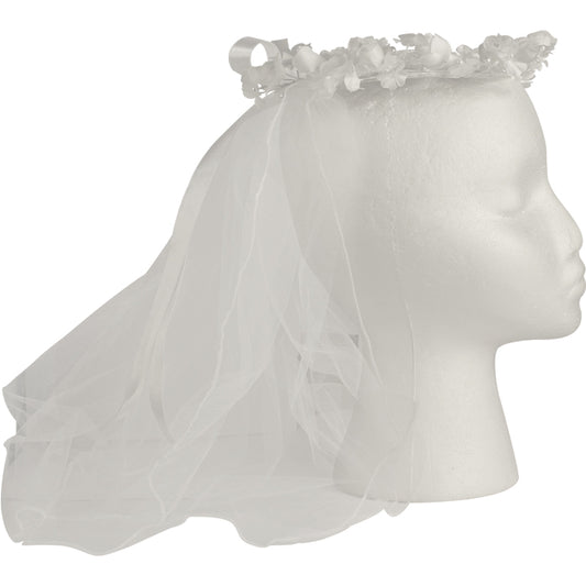 Tonini Veil w/ Wreath of Flowers Pearls and Bow
