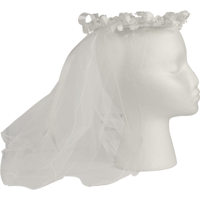 Tonini Veil w/ Wreath of Flowers Pearls and Bow