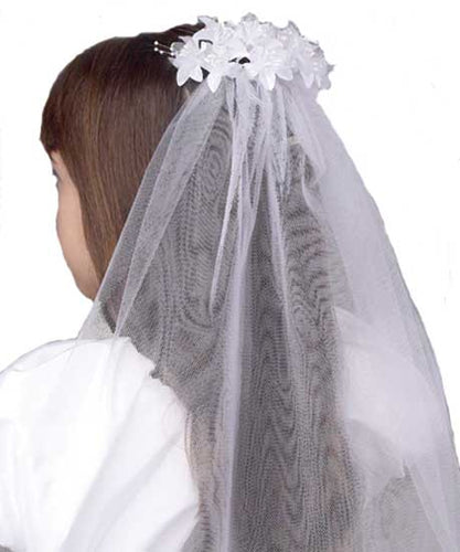 Tonini Double Veil w/ Pearls/Flowers-Comb Style