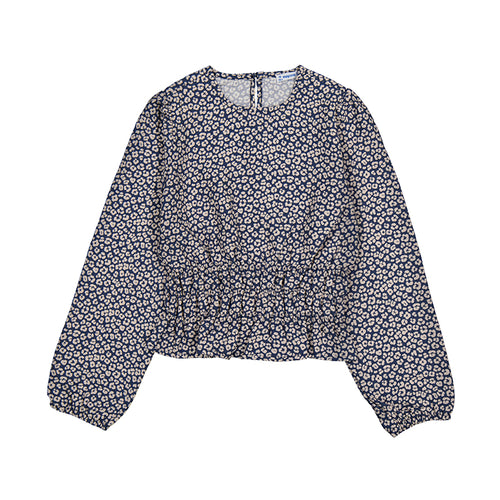 Mayoral Navy Printed Smocked Blouse