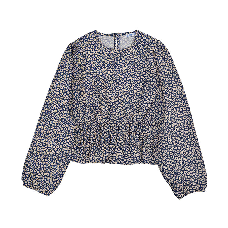Mayoral Navy Printed Smocked Blouse
