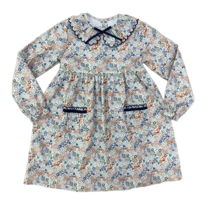 Floral L/S Scallop Collar Dress