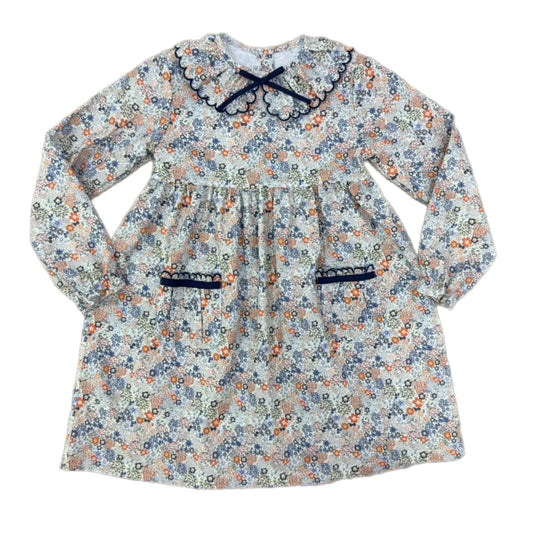 Floral L/S Scallop Collar Dress
