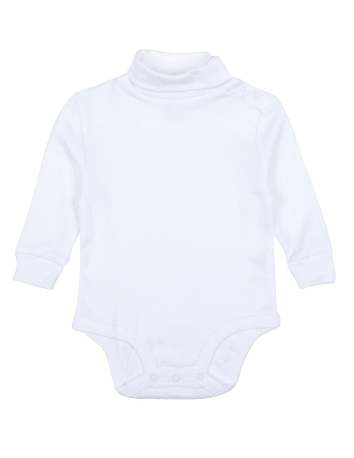 Leveret Cotton Turtleneck Bodysuit-White