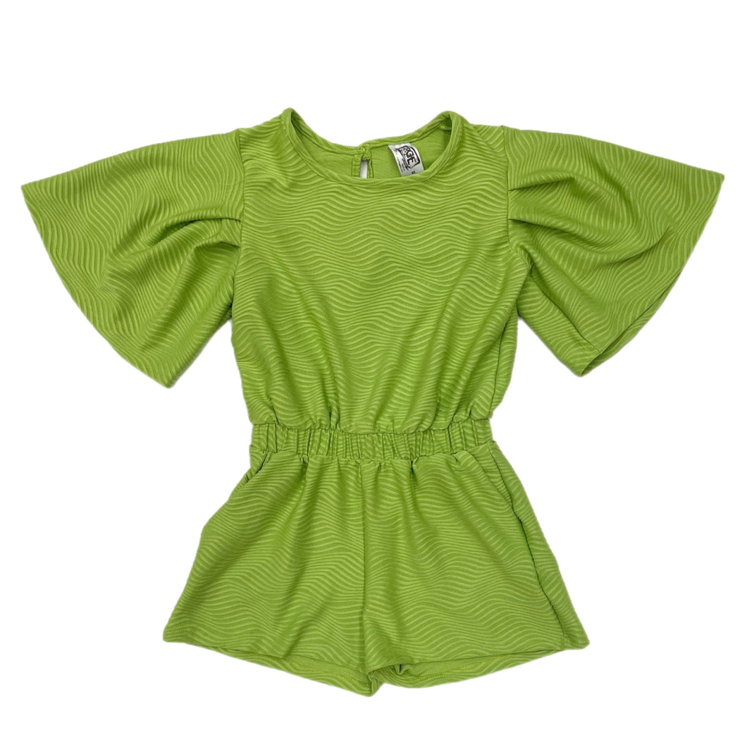 Erge Wavy Knit Romper-Lime