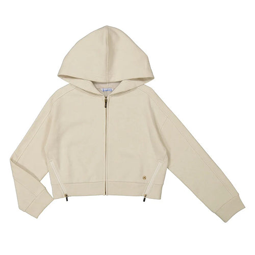 Mayoral Fleece Hooded Pullover-Stone