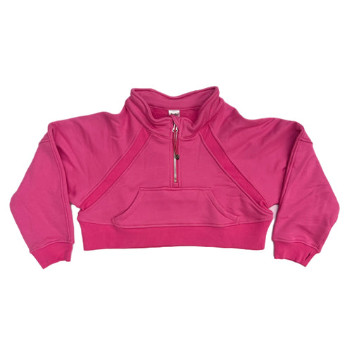 Azarhia Cropped 1/4 Zip Sweatshirt-Hot Pink