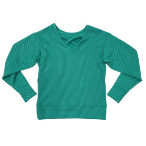 Erge Green Ribbed L/S Top