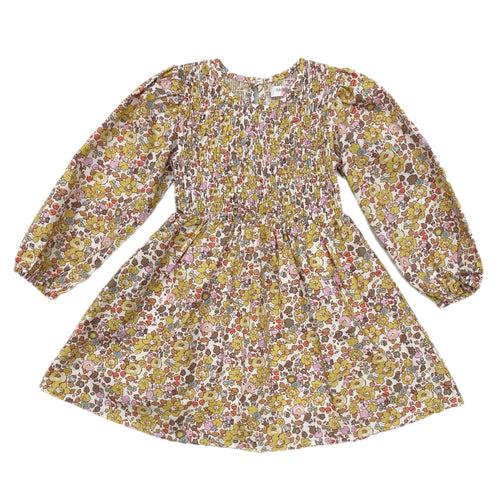 Lulu Bebe Emily Yellow Flower Smocked Bodice Dress