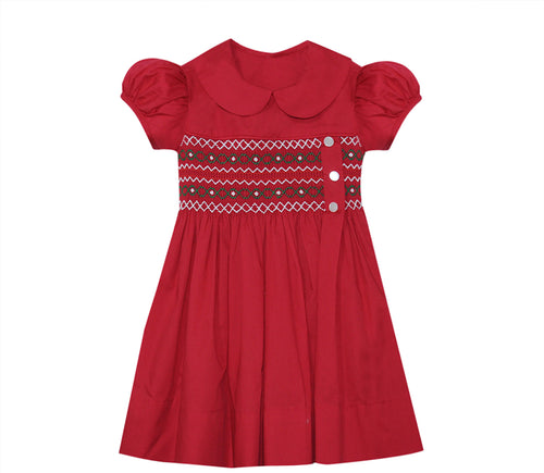 RN Emme Smocked Christmas Dress-Red
