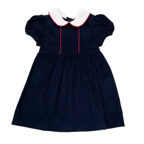 CLO Claire Corduroy Dress-Navy/Red