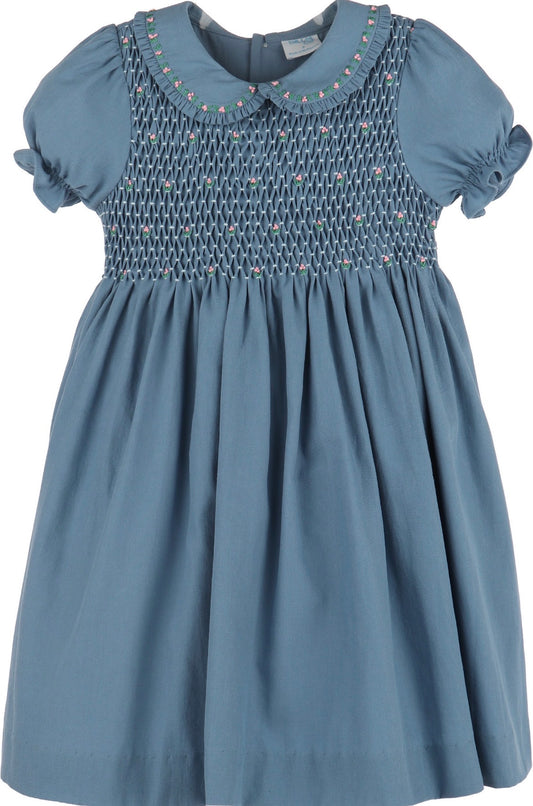 Luli & Me Fall Garden Full Smock Dress-Deep Blue