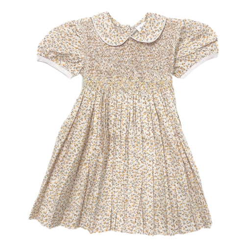 Lulu Bebe Yellow Floral Smocked Bodice Dress