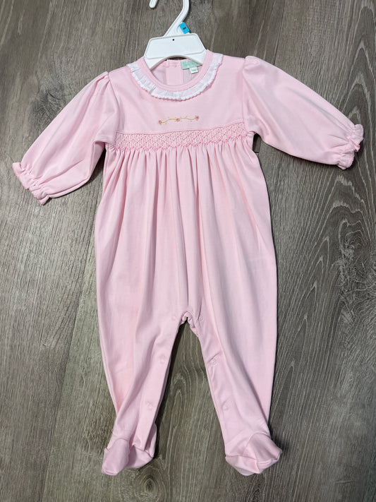 Baby Threads Smocked Rose Vine Footie-Pink