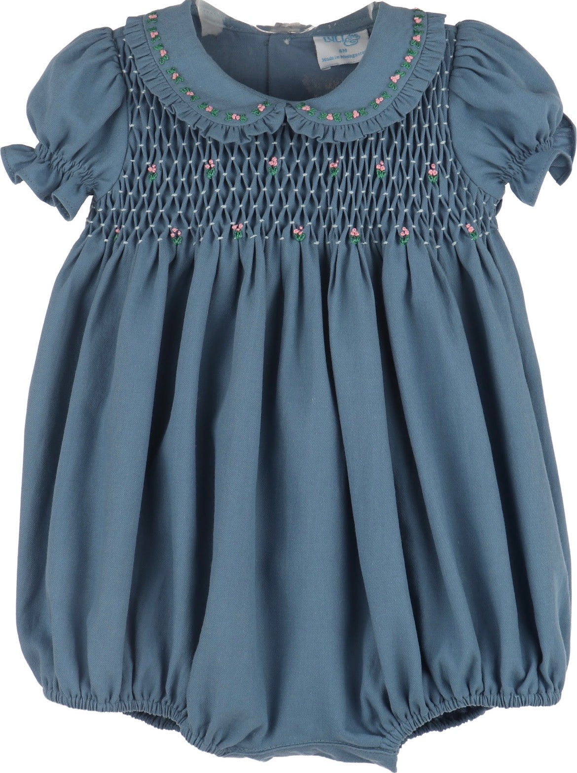 Luli & Me Fall Garden Smocked Bubble-Deep Blue