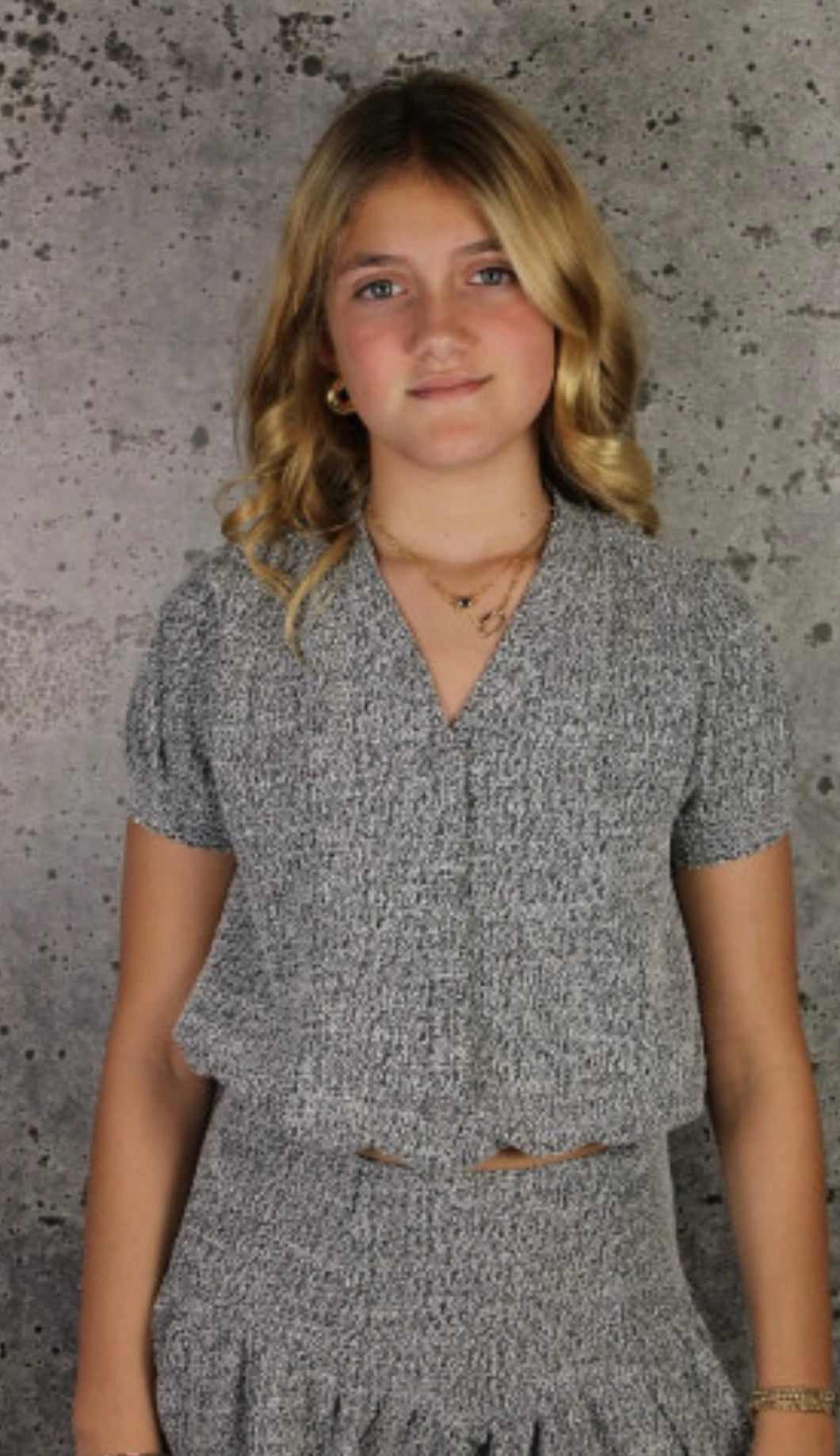 If So Black Tweed Puff Sleeve Top