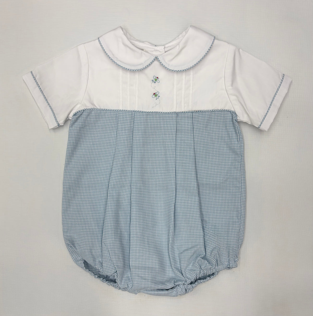 Petit Ami Plane Hand Embroidered Gingham Bubble