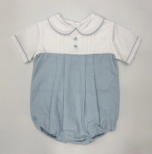 Petit Ami Plane Hand Embroidered Gingham Bubble