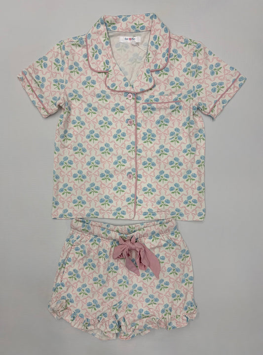 Lulu Bebe Flower/Bow S/S Button Down PJ's